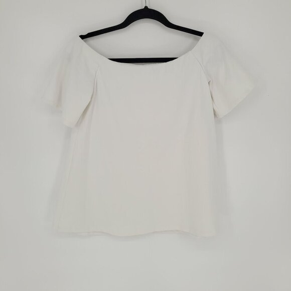 Susana Monaco womens XS white off shoulder swing top built in Made in USA - Picture 7 of 8